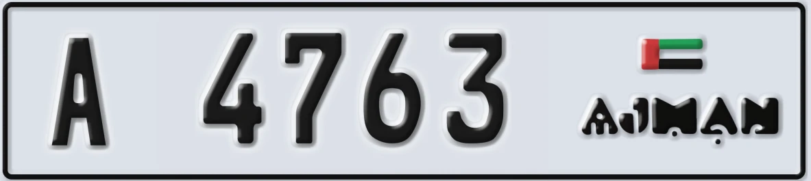 UAE License Plate Ajman A 4763