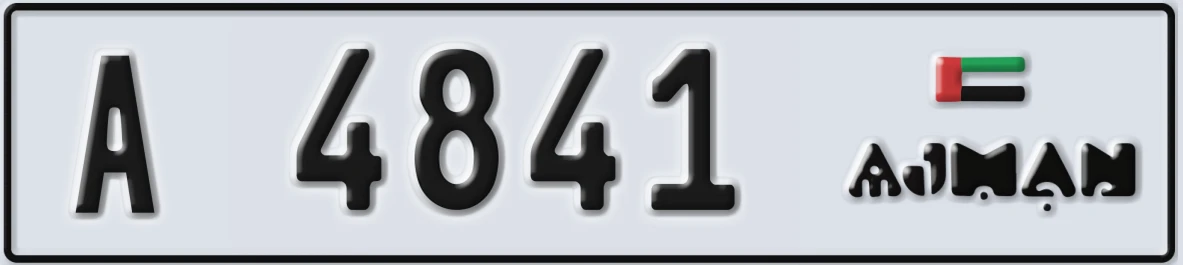 UAE License Plate Ajman A 4841