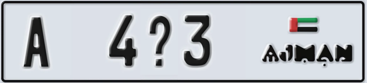 UAE License Plate Ajman A 4X3