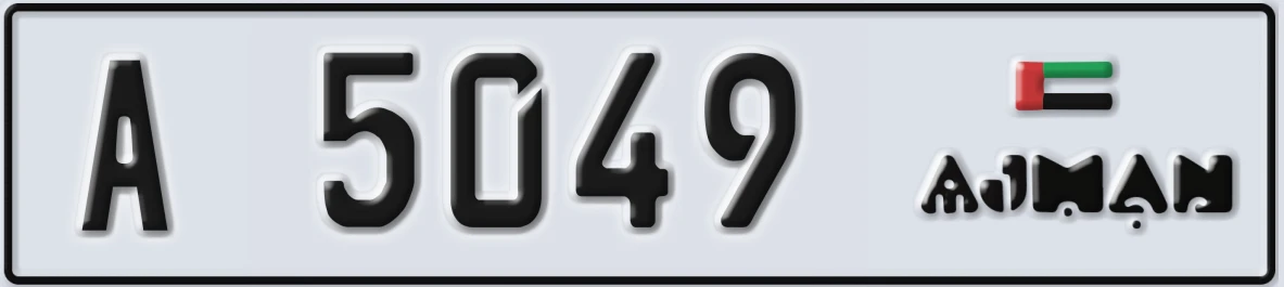 UAE License Plate Ajman A 5049