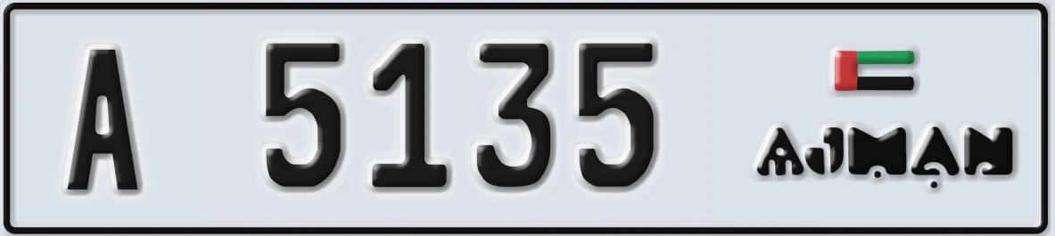 UAE License Plate Ajman A 5135