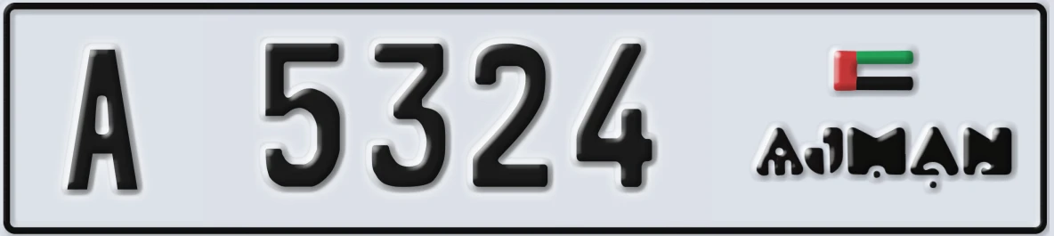 UAE License Plate Ajman A 5324