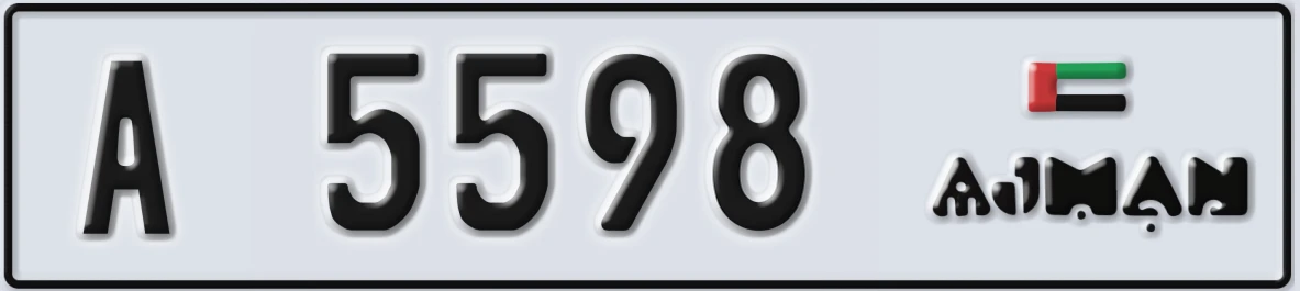UAE License Plate Ajman A 5598