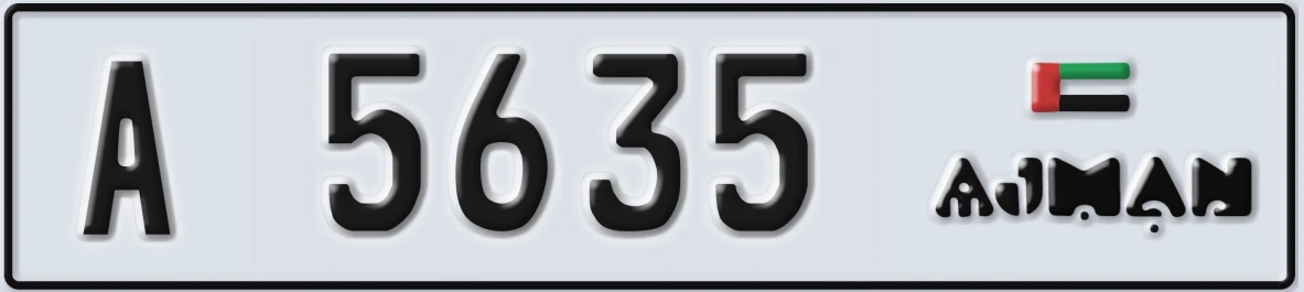 UAE License Plate Ajman A 5635