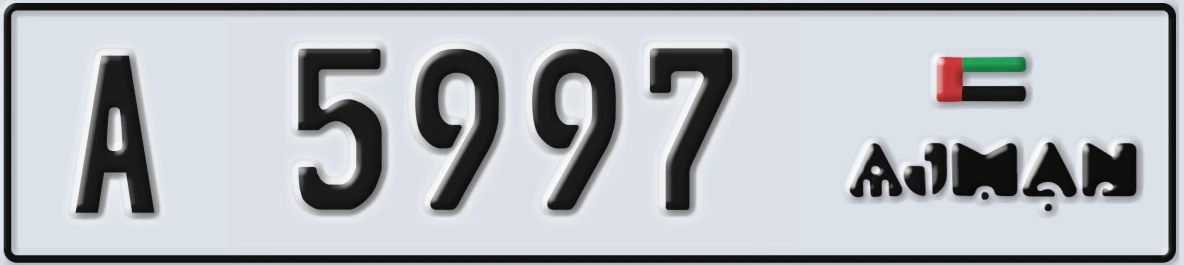 UAE License Plate Ajman A 5997