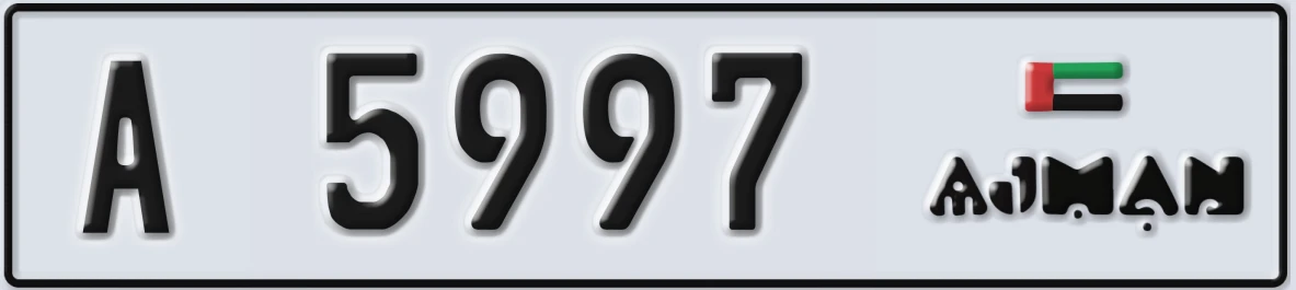 UAE License Plate Ajman A 5997