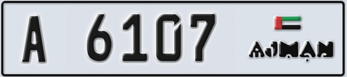 UAE License Plate Ajman A 6107