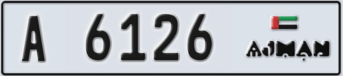 UAE License Plate Ajman A 6126