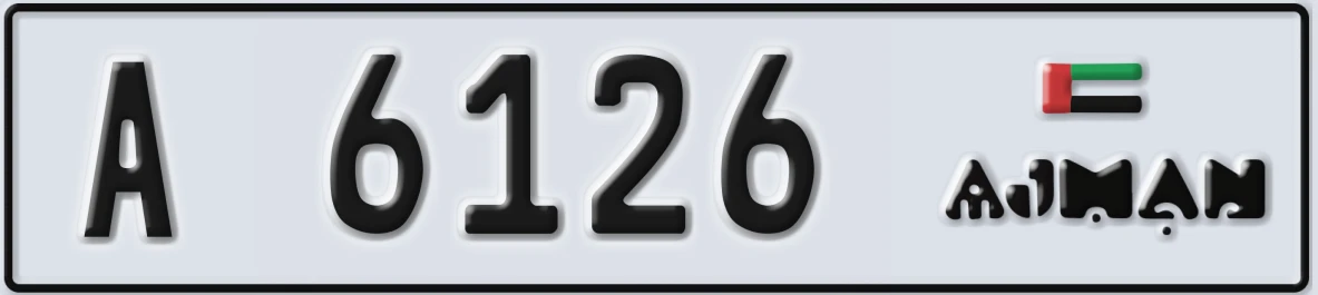 UAE License Plate Ajman A 6126