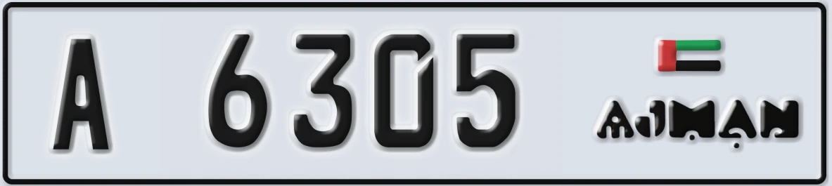 UAE License Plate Ajman A 6305