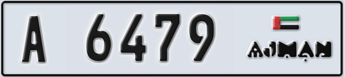 UAE License Plate Ajman A 6479