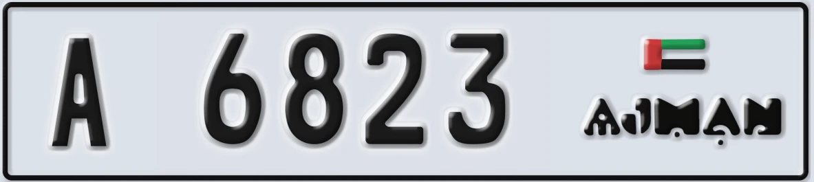 UAE License Plate Ajman A 6823