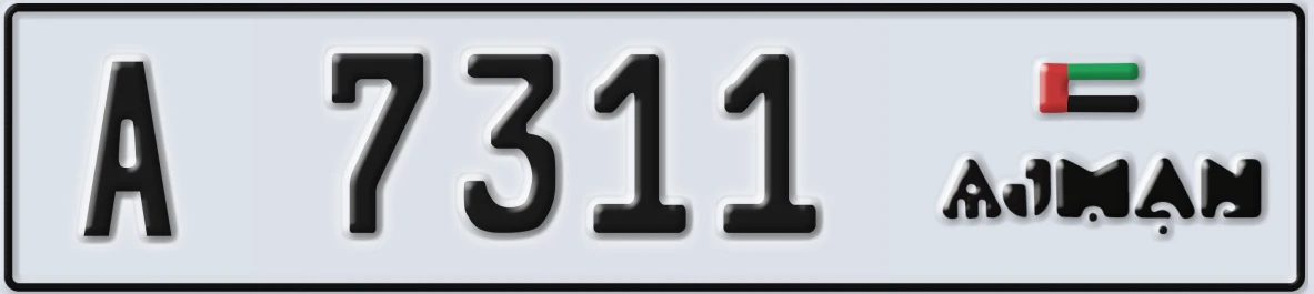 UAE License Plate Ajman A 7311
