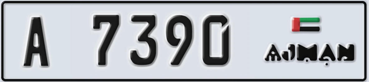 UAE License Plate Ajman A 7390