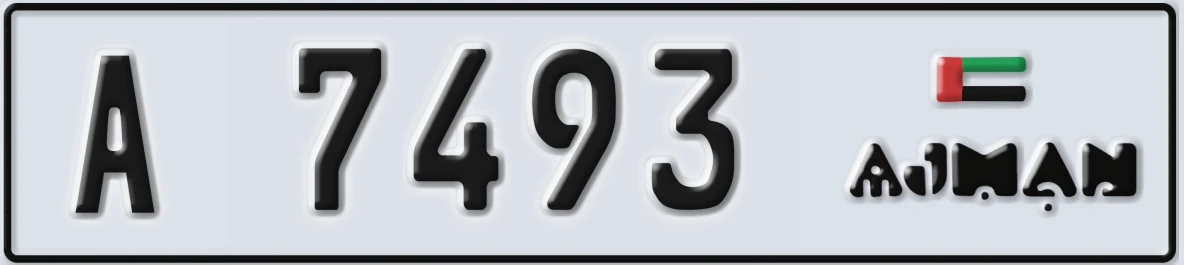 UAE License Plate Ajman A 7493