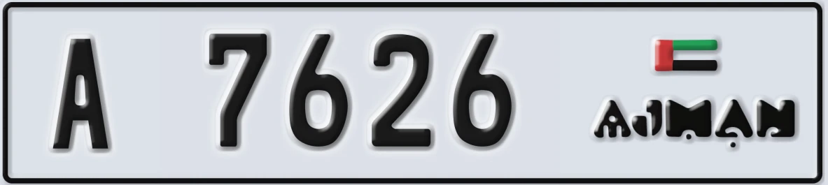 UAE License Plate Ajman A 7626
