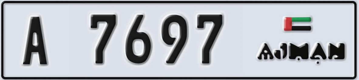 UAE License Plate Ajman A 7697