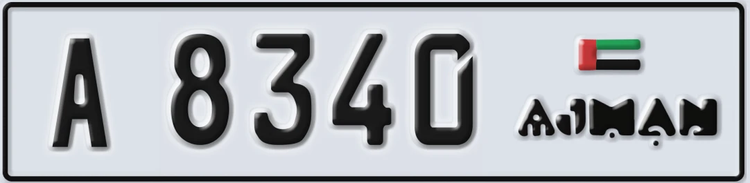 UAE License Plate Ajman A 834X0