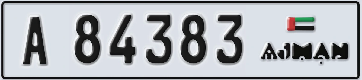 UAE License Plate Ajman A 84383