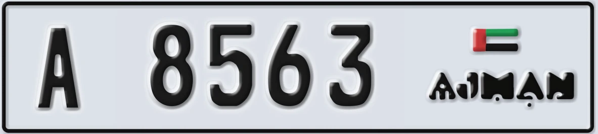 UAE License Plate Ajman A 8563