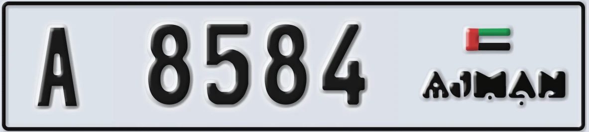 UAE License Plate Ajman A 8584