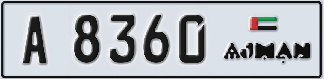 UAE License Plate Ajman A 8X360