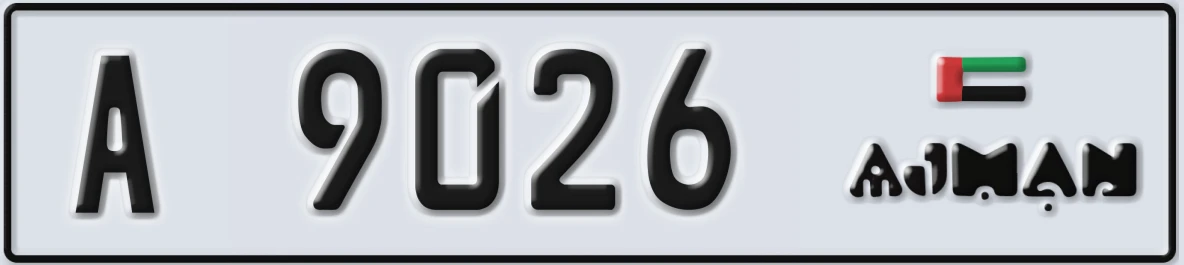 UAE License Plate Ajman A 9026