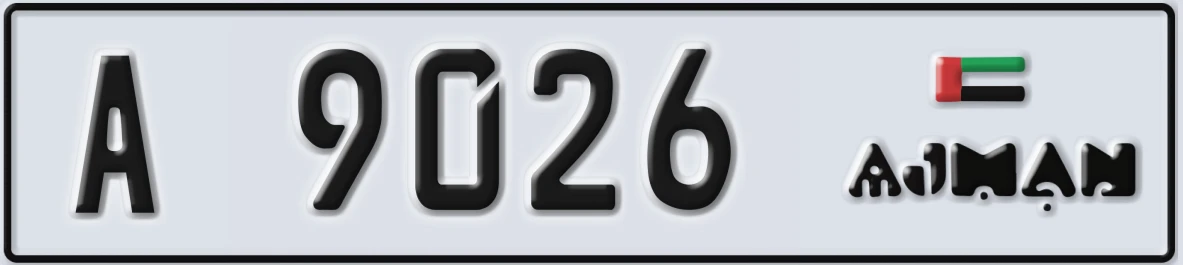 UAE License Plate Ajman A 9026