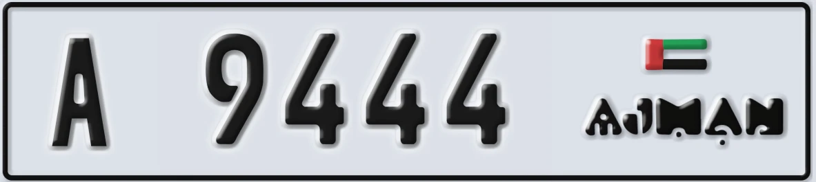 UAE License Plate Ajman A 9444