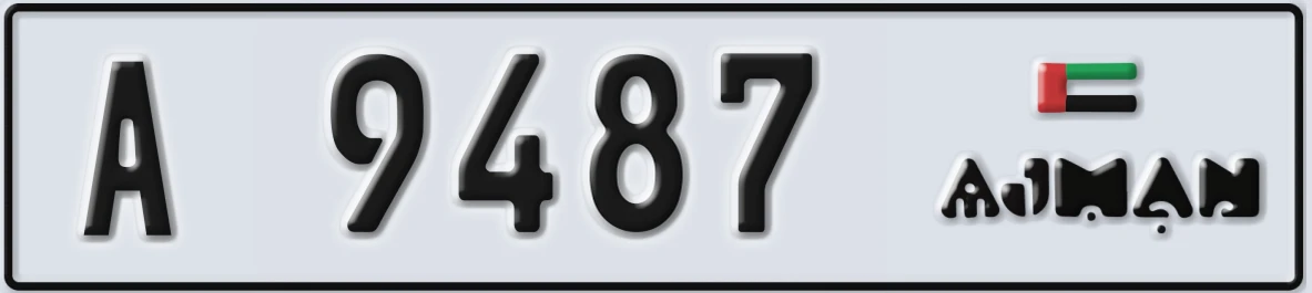 UAE License Plate Ajman A 9487