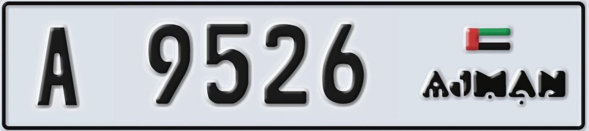 UAE License Plate Ajman A 9526