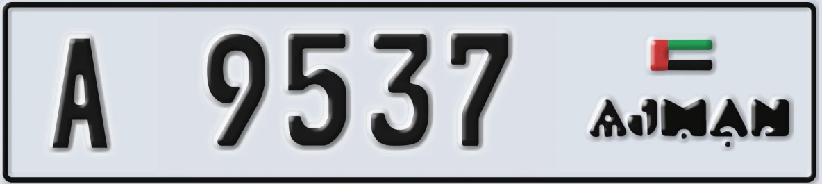 UAE License Plate Ajman A 9537