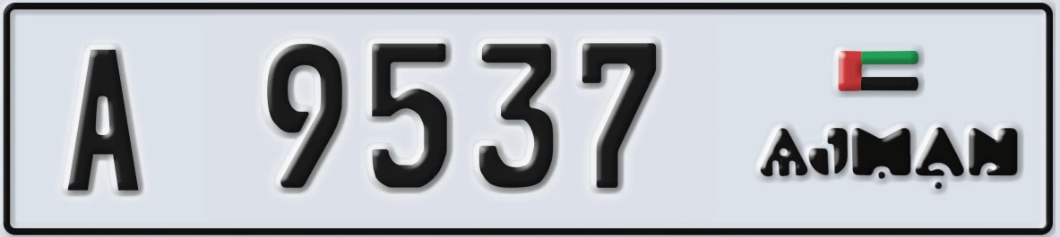 UAE License Plate Ajman A 9537