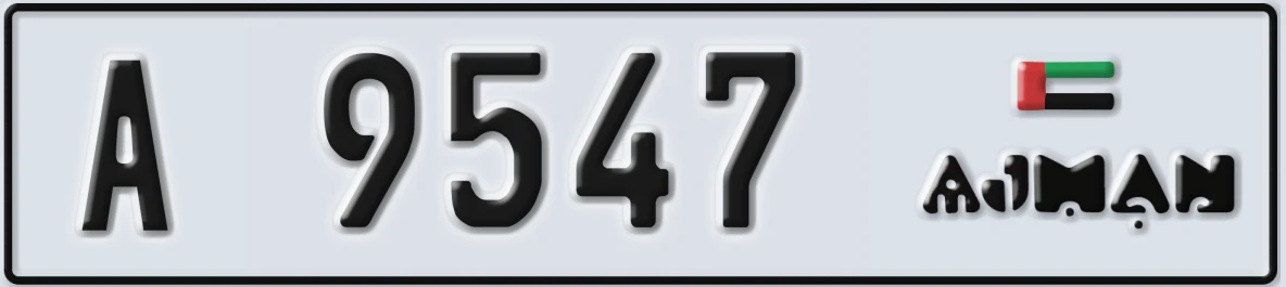 UAE License Plate Ajman A 9547