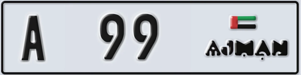 UAE License Plate Ajman A 9X9