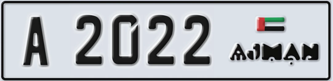UAE License Plate Ajman A X2022