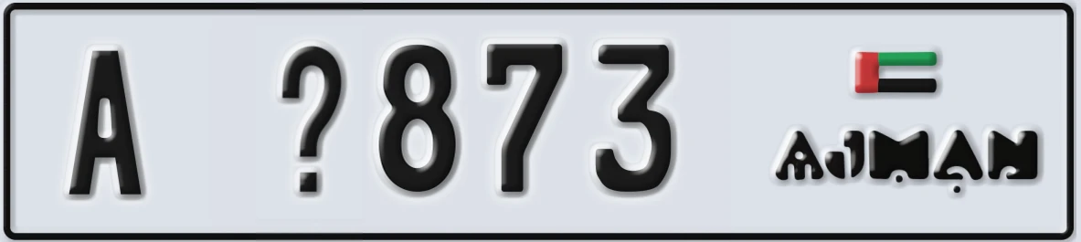 UAE License Plate Ajman A X873