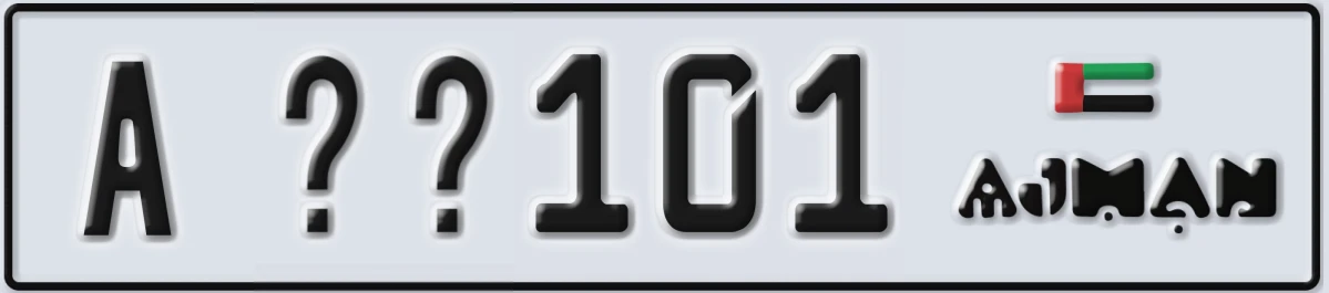UAE License Plate Ajman A XX101