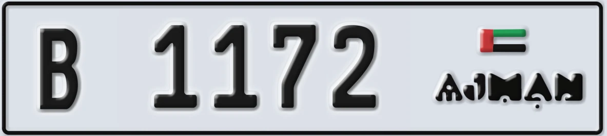 UAE License Plate Ajman B 1172