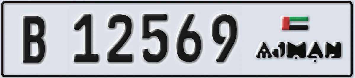 UAE License Plate Ajman B 12569