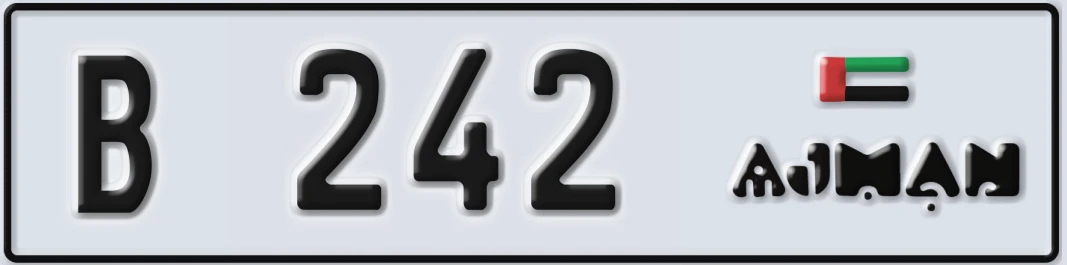 UAE License Plate Ajman B 2X42