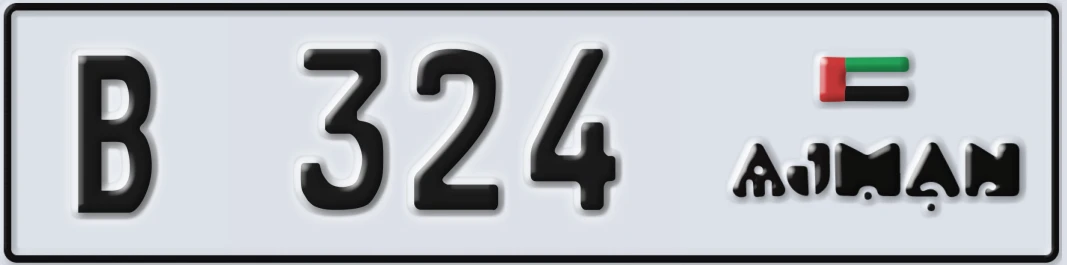 UAE License Plate Ajman B 324X