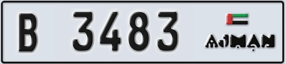 UAE License Plate Ajman B 3483