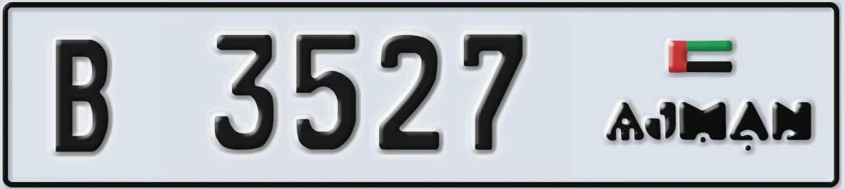 UAE License Plate Ajman B 3527