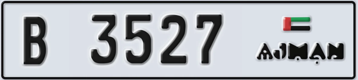 UAE License Plate Ajman B 3527
