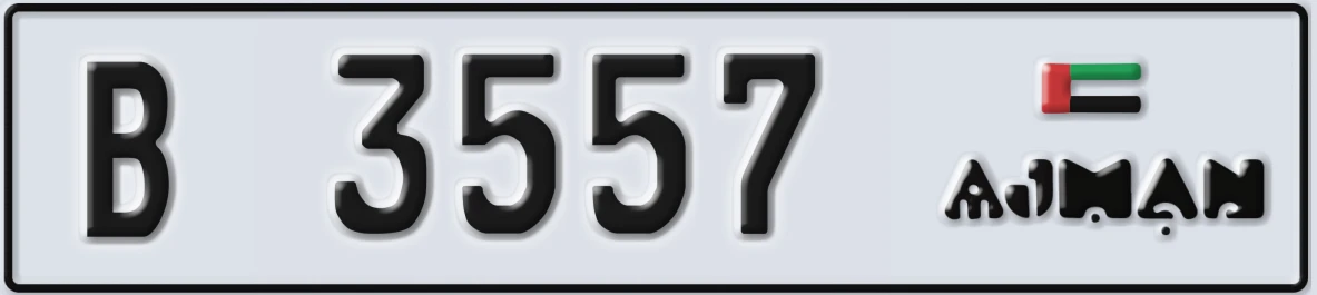 UAE License Plate Ajman B 3557