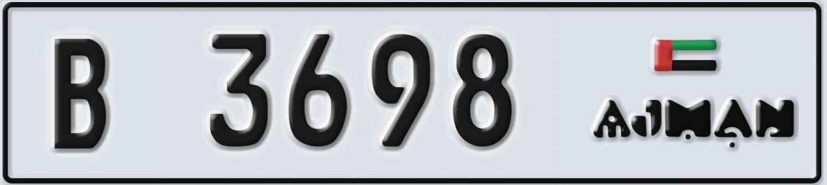 UAE License Plate Ajman B 3698