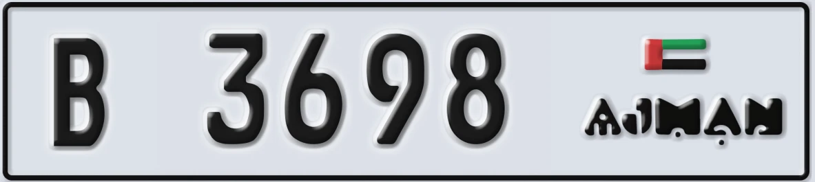 UAE License Plate Ajman B 3698