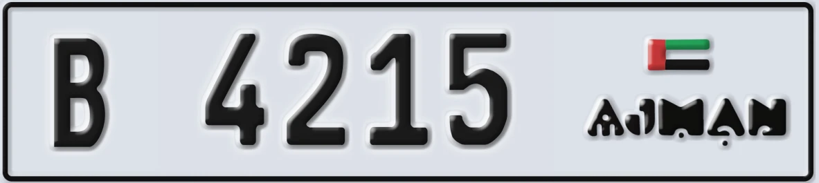 UAE License Plate Ajman B 4215