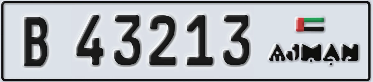 UAE License Plate Ajman B 43213